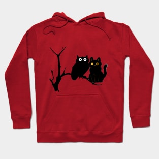 a cat and an owl Hoodie